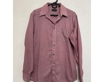 Vintage 80-/90-tals Christian Dior Skjorta Herr 16-35 Ljusröd Laxrosa Lång Slv