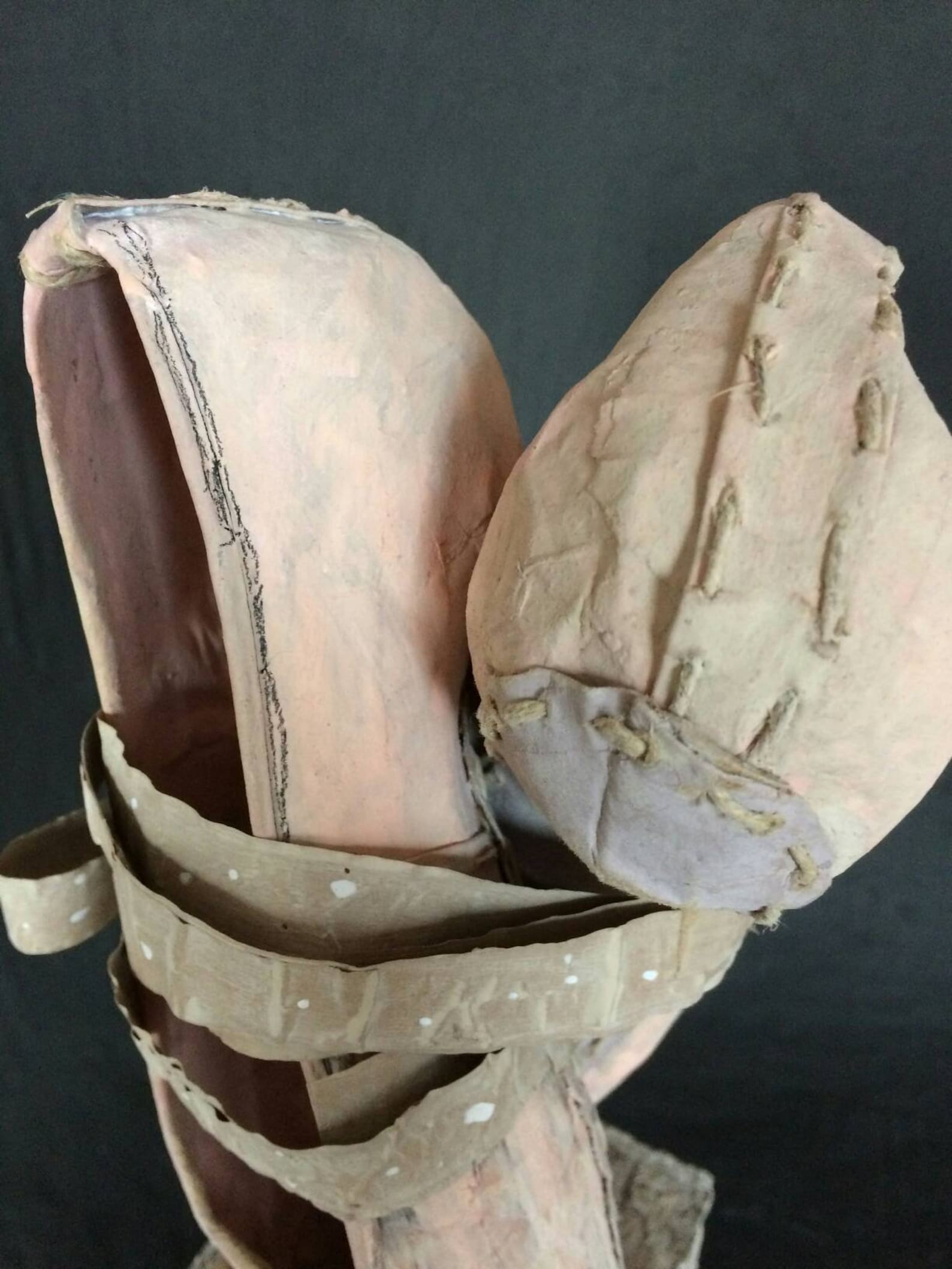 dance with me - handmade ballet shoes made of recycled paper clay and paper mache as an art object sculpture