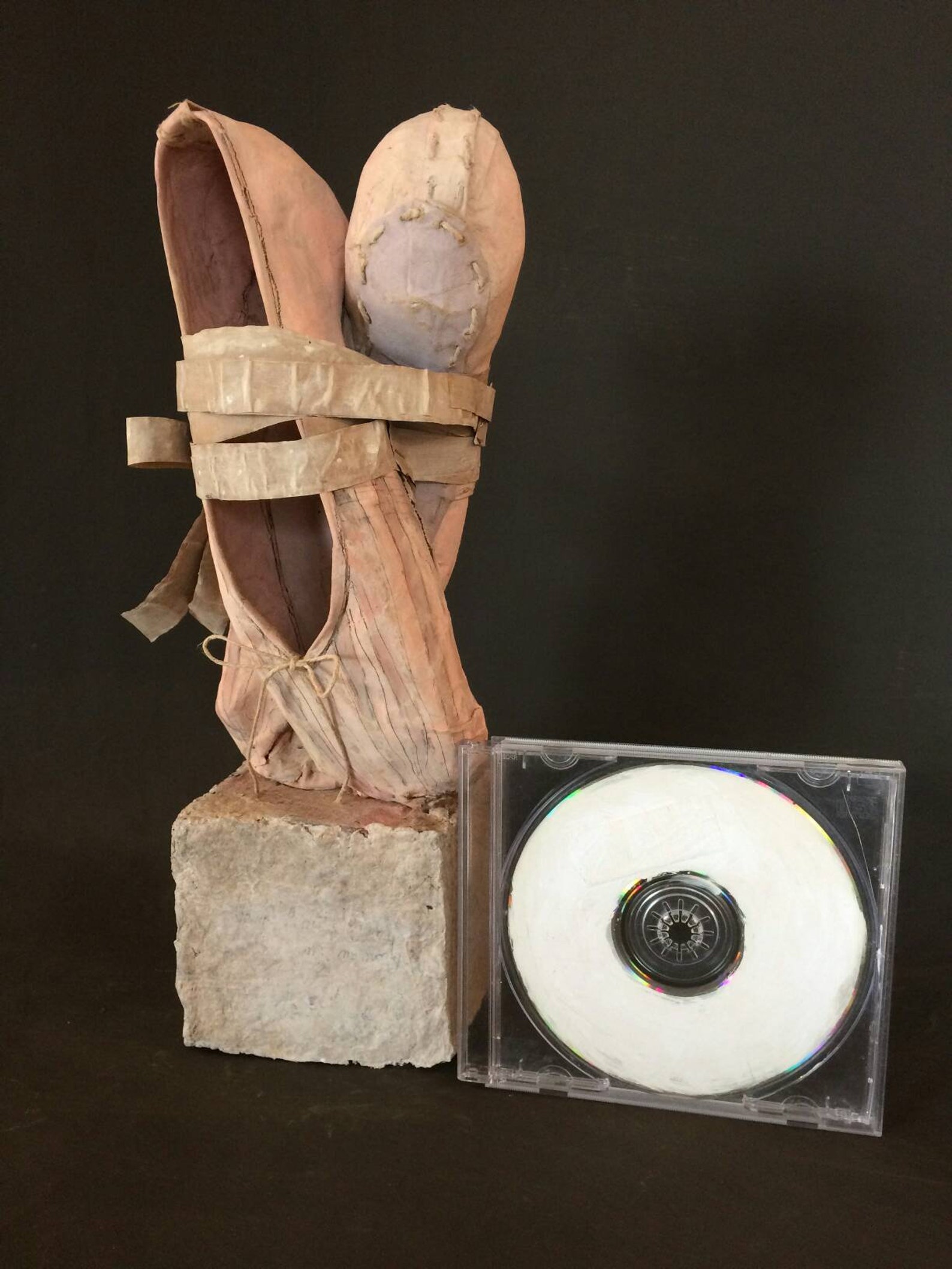 dance with me - handmade ballet shoes made of recycled paper clay and paper mache as an art object sculpture