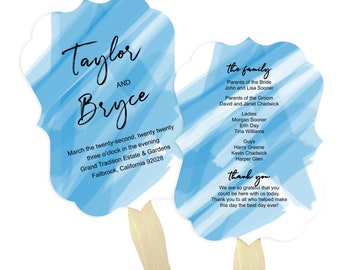 20 Signs Teal and Black Monogram Paper Petal Leaflet Hand Program Fan