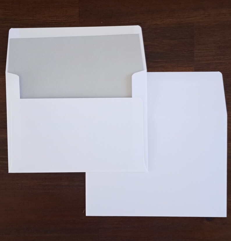 Premium Inside Light Smoke Gray Liner Envelopes White A7 Etsy