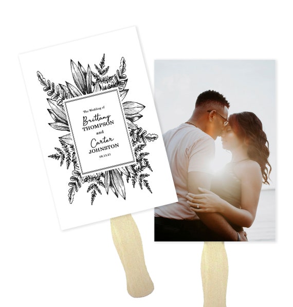 Premium Floral Frame Wedding Program Fan, Photo Program, Paper Hand Fan Il_570xn