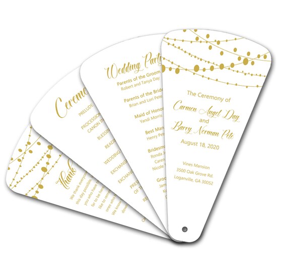 Yellow Lantern Motif, Folding Ceremony Program Fans, 4 Leaflet Propeller, Wedding Petal Party, Hand Favor Ventilator Il_570xn