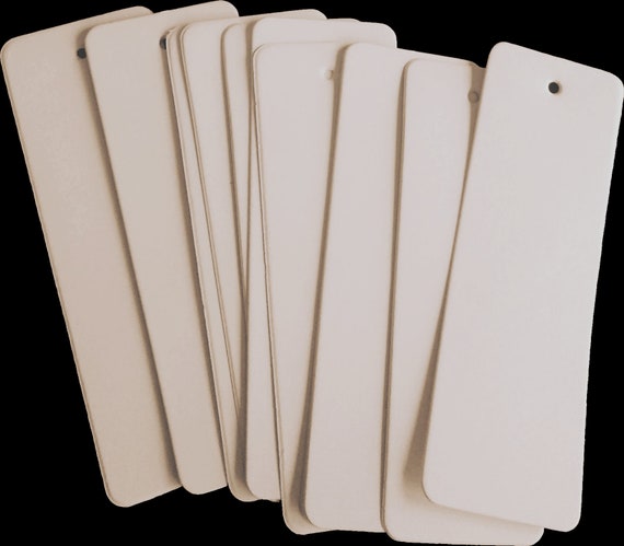 50 Blank Ivory Bookmarkers, Round Corner Cardstock Bookmarks, Hole Punch Included, 6 x 2 inches Il_570xn