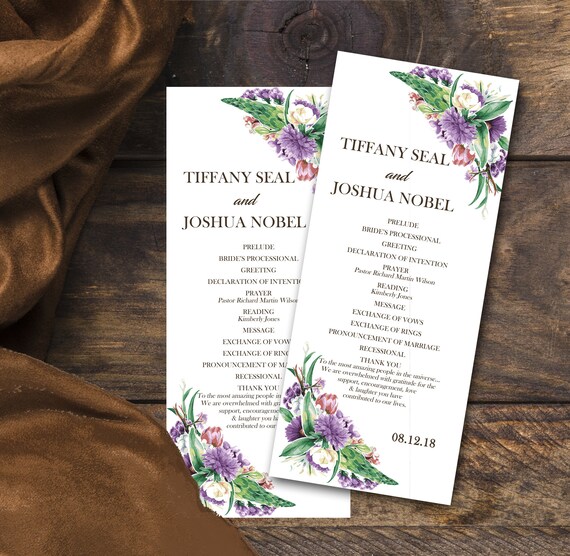 Flat Wedding Place Cards, Country Flower, Corner Clip Art, Tea Length Cards, 9x4 Cardstock, Rectangular Program Il_570xn