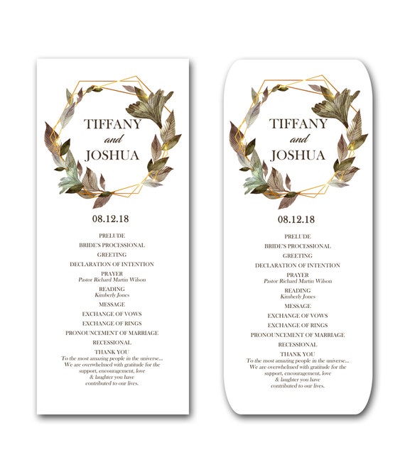 Flat Wedding Place Cards, Floral Wreath Design, Tea Length Cards, 9x4 Cardstock, Rectangular Programs Printable Il_570xn