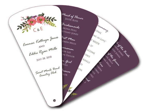Modern Collection Wedding Program Petal Fans Assembled