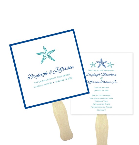 Wedding Program Fan, Starfish Program, Ceremony Programs, Hand Fan, Rustic Weddings, Customized, Programs Il_570xn