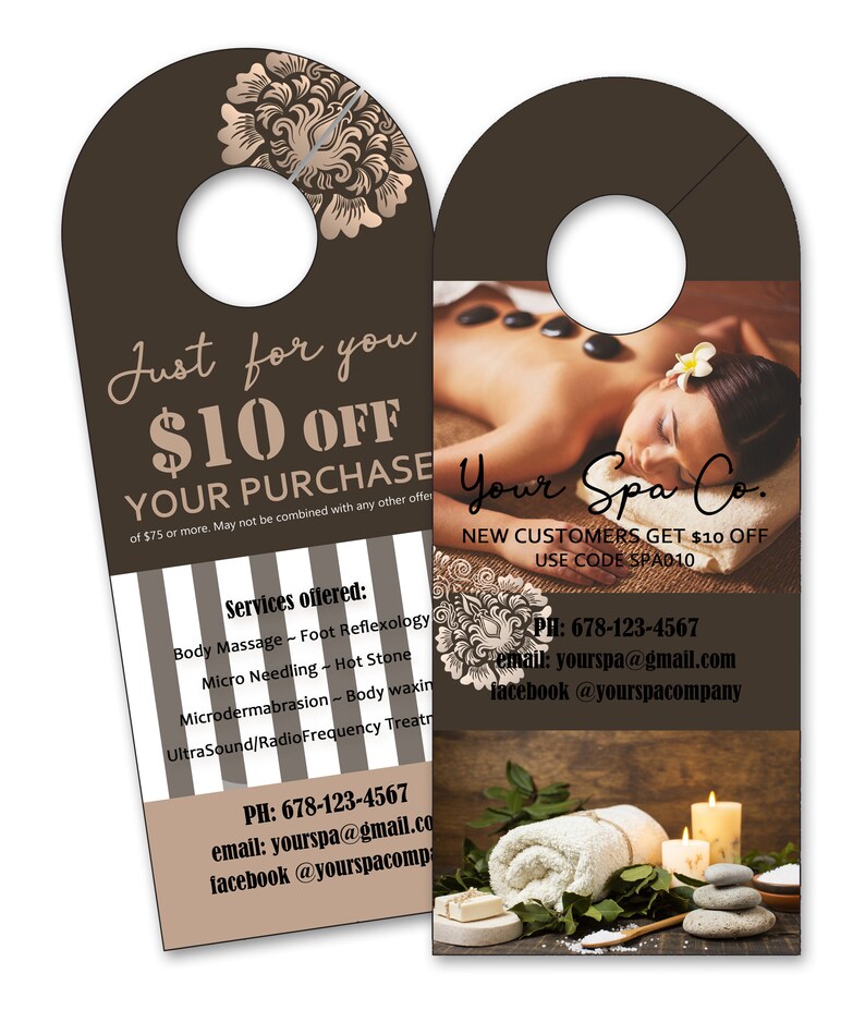 Spa Tags Business Promotional Products Printed Tags Door Hangers Customized Door Hanger