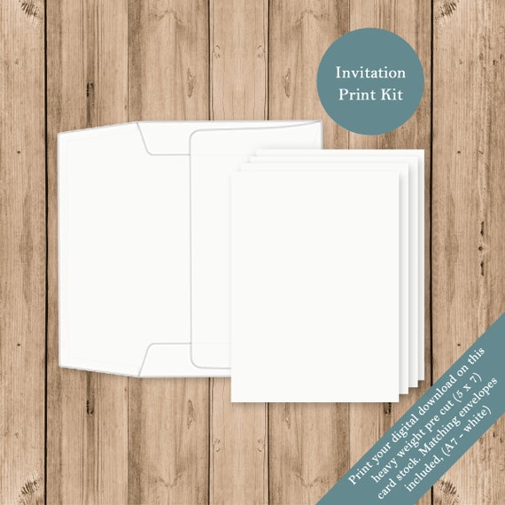 Printable DIY Kit | Do It Yourself Card with Envelope | Flat Invitation | 5x7 inches | White 80 lb. Cardstock Il_570xn
