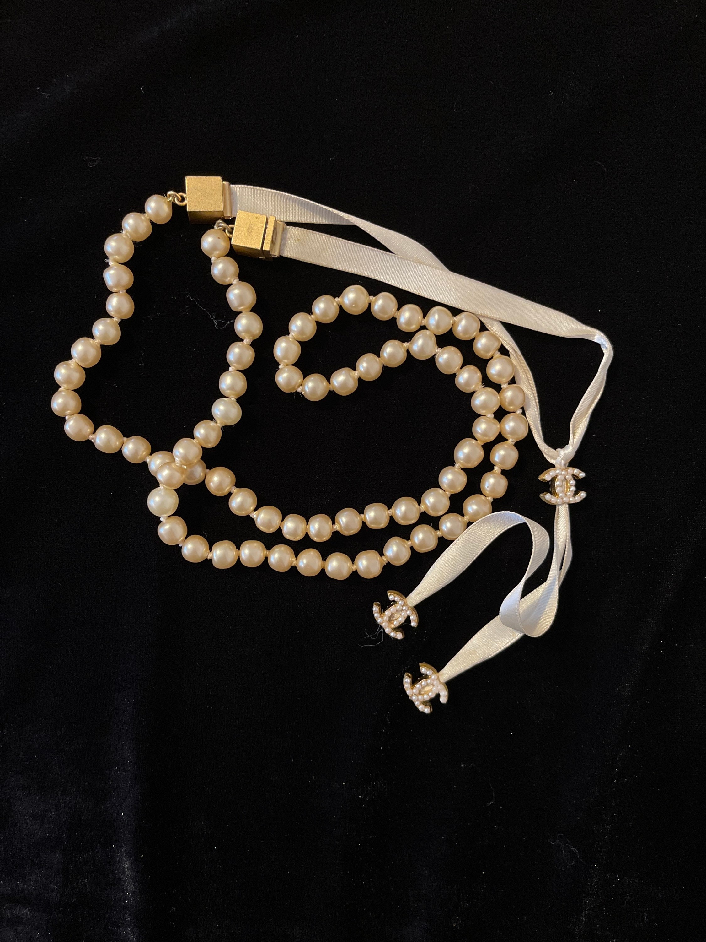 Necklace Vintage Pearls Chanel Year 2001 