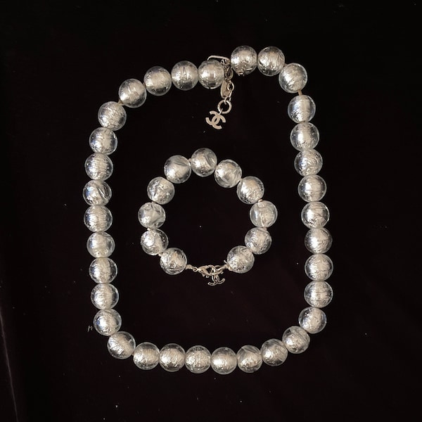 Parure vintage Chanel perles verre soufflé vintage années 90