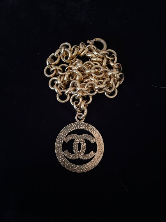 Vintage Chanel Necklace Big Medallion 90s Etsy Australia