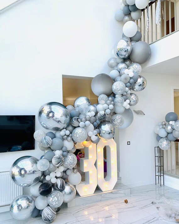 136pcs Agate Balloons Garland Kit Black White Gray Balloon Etsy