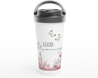 Large thermal stainless steel travel mug "Good Morning" - 450ml