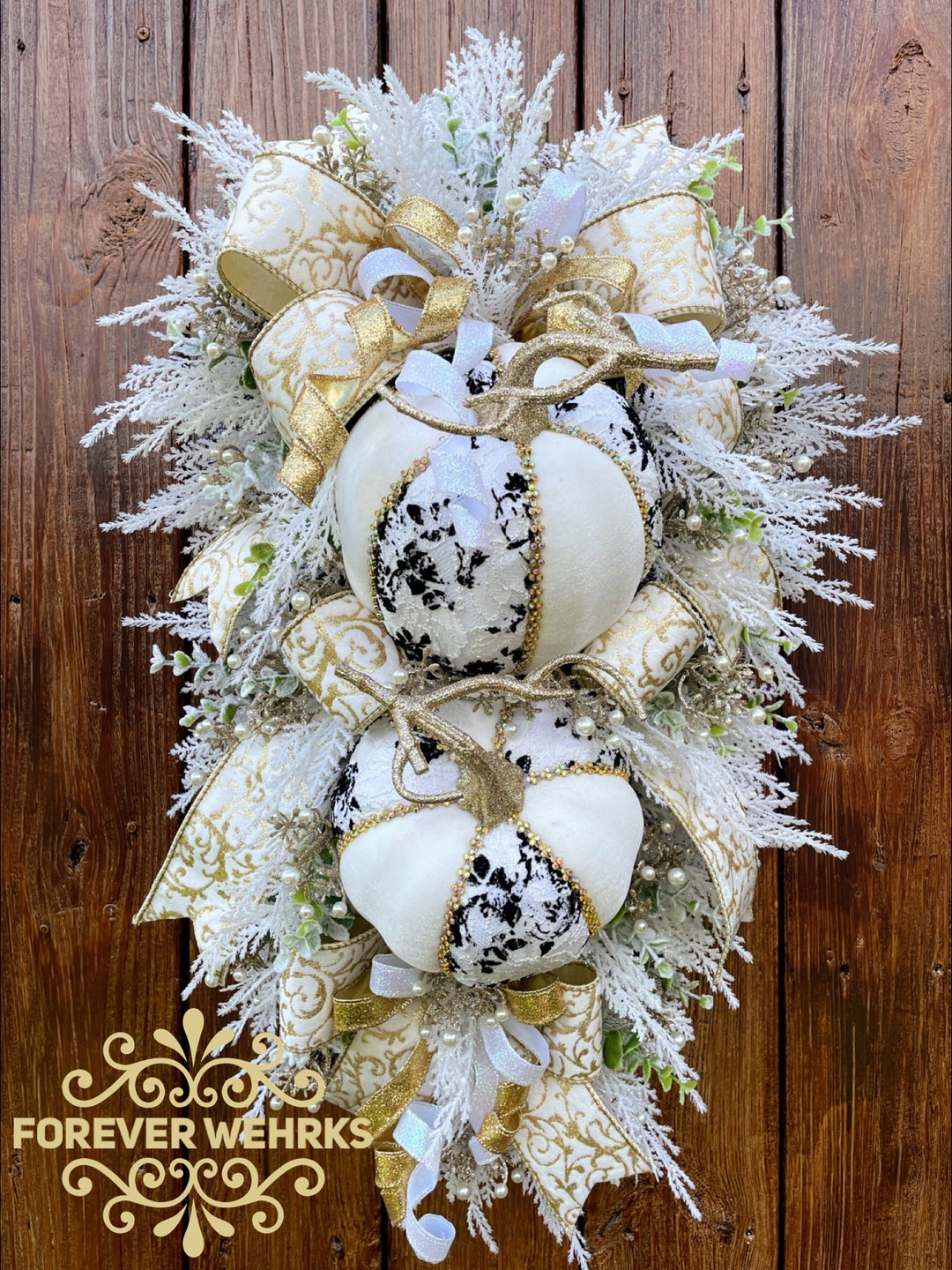 Elegant Pumpkin Swag, Fall Elegant Wreath, Pumpkin Front Door Wreath ...