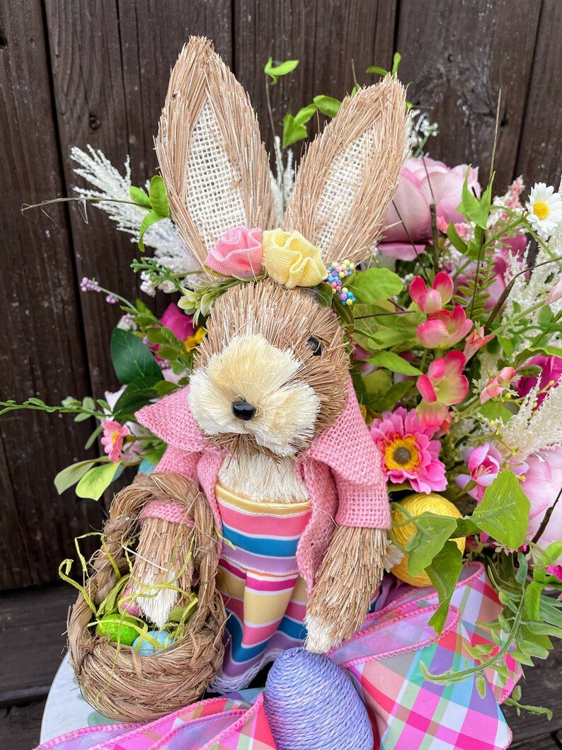Easter Bunny Centerpiece, Easter Home Decor, Wheel Barrow Centerpiece