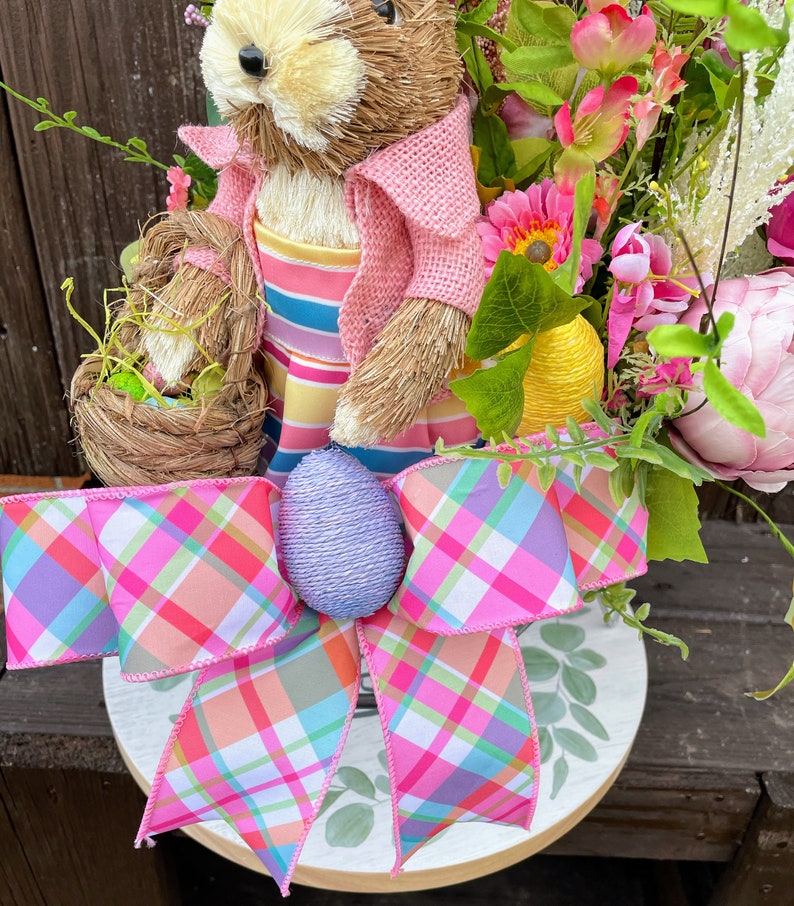 Easter Bunny Centerpiece, Easter Home Decor, Wheel Barrow Centerpiece