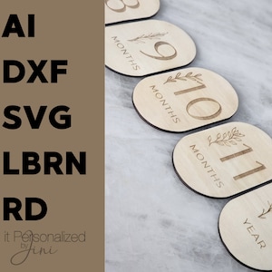 12 Baby Milestone Signs lase file DXF SVG RD lbrn eps