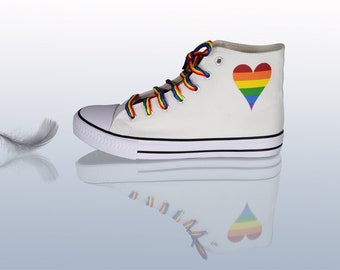 Heart rainbow high tops