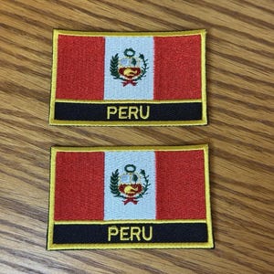 Peru Flag Patch Set of 2 NEW 3" x 2"