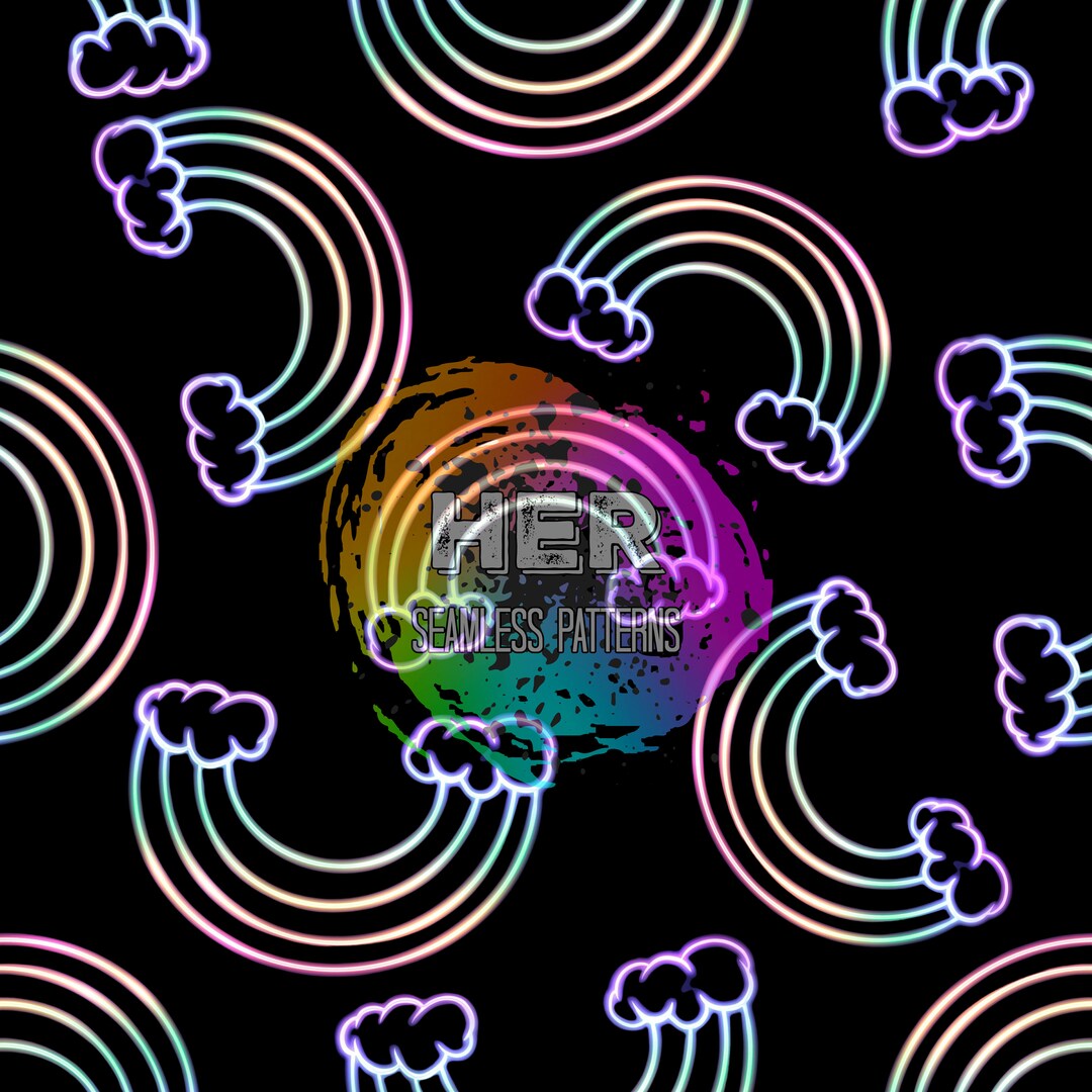 Neon Rainbow Sign Seamless Pattern - Etsy