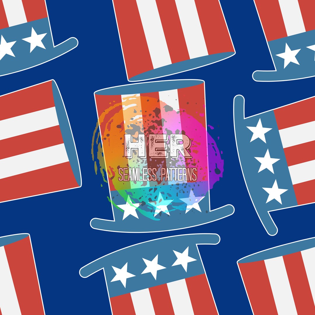 Patriotic Top Hat Seamless Pattern - Etsy