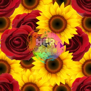 Modèle sans couture de roses de tournesol