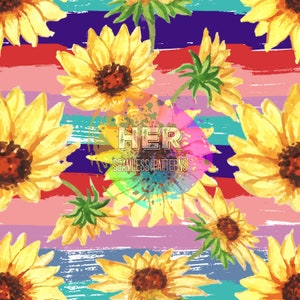 Watercolor Sunflower Stripes