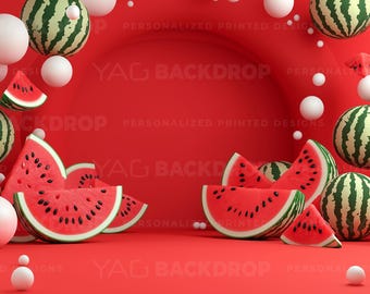 Watermelon Red Green White Photography Backdrop, Digital File, High Resolution JPEG