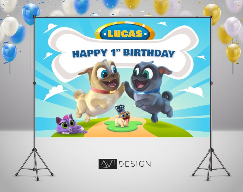 puppy dog pals birthday backdrop