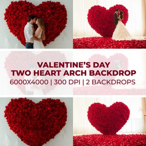 Two Valentine&#39;s Day Portraits Photography Backdrop, Digital File, High Resolution JPEG