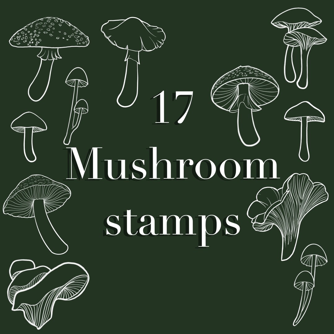 17 Mushroom Stamps Procreate Tattoo Brush Set Cottagecore Witchy Tattoo ...