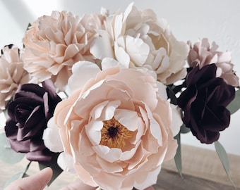 Signature Handmade Paper Peony, Custom Color Long Stem, Luxury Forever Flower Gift