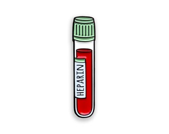 Heparin Blood Tube Enamel Pin, Phlebotomy Badge, Lab Science Gift