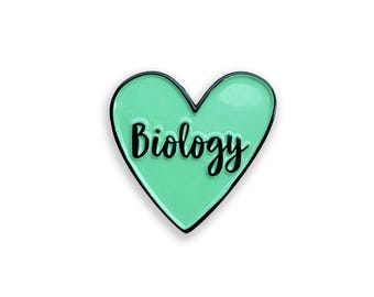 I Love Biology Enamel Pin, Heart Badge, Biology Science Gift