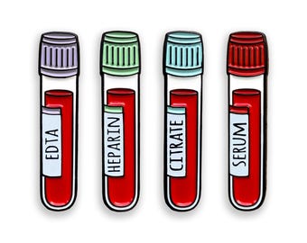 Blood Collection Tubes Enamel Pin Set, Phlebotomy Badges, Lab Science Gift