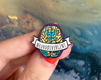 Neurodivergente emaille pin - hersenpin - veelkleurig