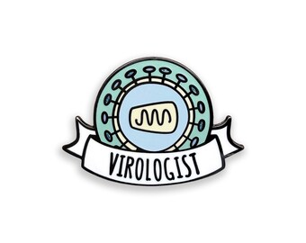 Virologist Enamel Pin - Science Pin - Blue, Green & Yellow