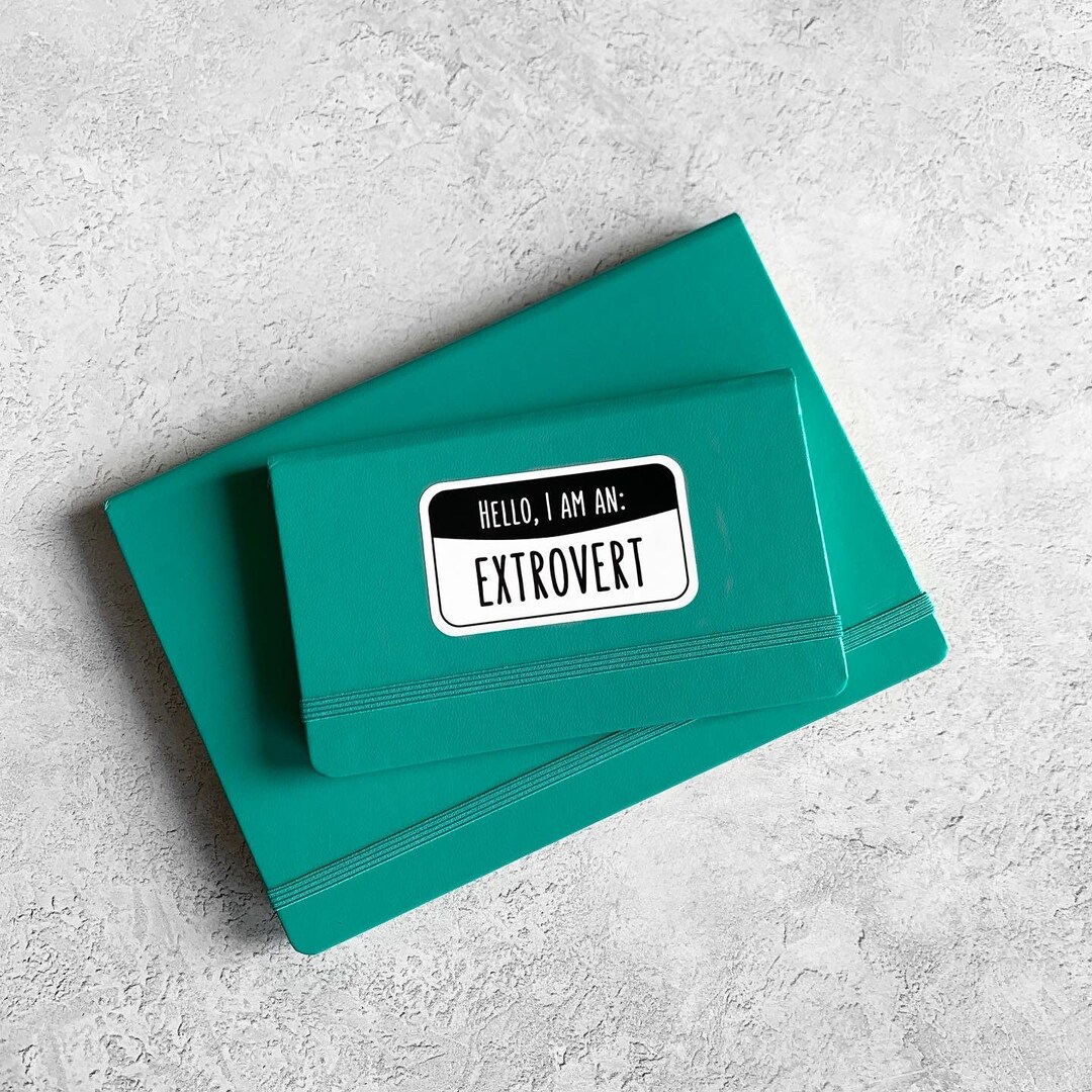 Extrovert Sticker - White and Black - Etsy