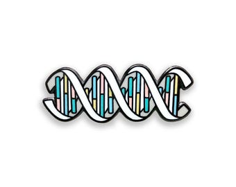 DNA Double Helix Enamel Pin, Genetics Badge, Biology Science Gift