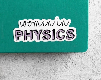 Pegatina Mujeres en la Física - Morado