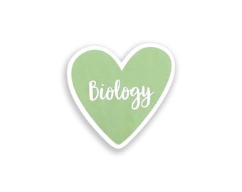 Pegatina de vinilo con forma de corazón de biología, pegatina "Me encanta la biología", regalo de ciencias biológicas