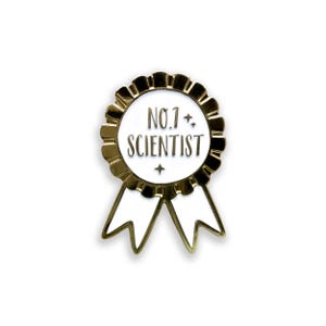 Spilla smaltata "Scienziato numero 1", distintivo premio per scienziati, regalo a tema scientifico
