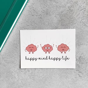 Happy Mind Happy Life A6 postcard - White and Pink