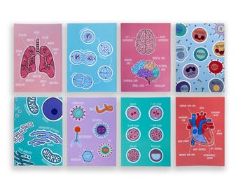 Science A6 Print Set, Biology Postcard Bundle, Biology Science Gift