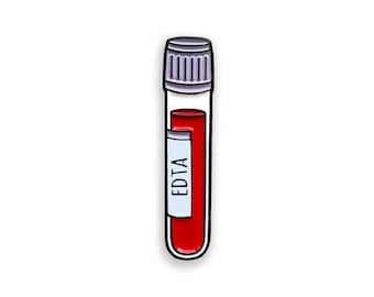 EDTA Blood Tube Enamel Pin, Phlebotomy Badge, Lab Science Gift