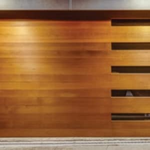 Emilio - Horizontal Planks Modern Style With Vertical Windows Wood Garage Door