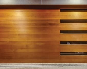 Emilio - Horizontal Planks Modern Style With Vertical Windows Wood Garage Door