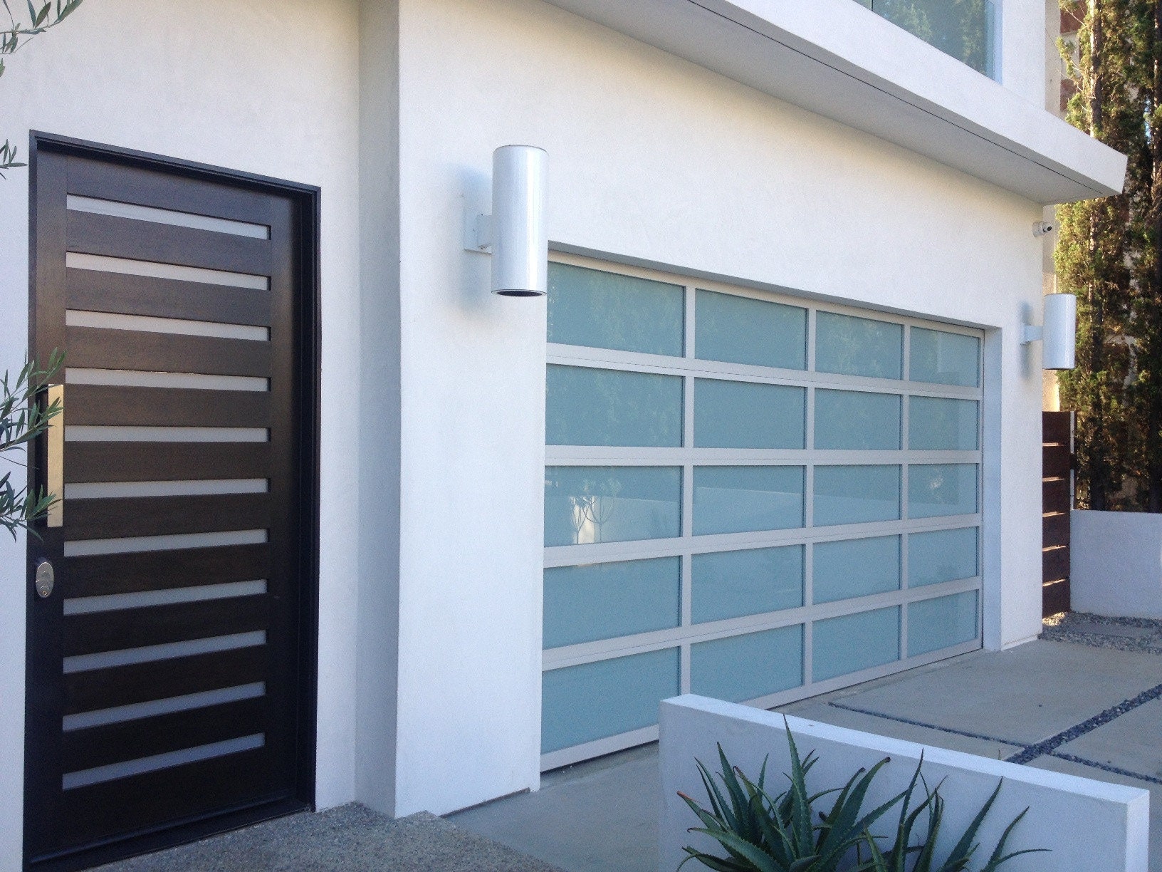 Contemporary Black Aluminum & Black Laminate (Privacy) Glass Garage Do —  Lux Garage Doors